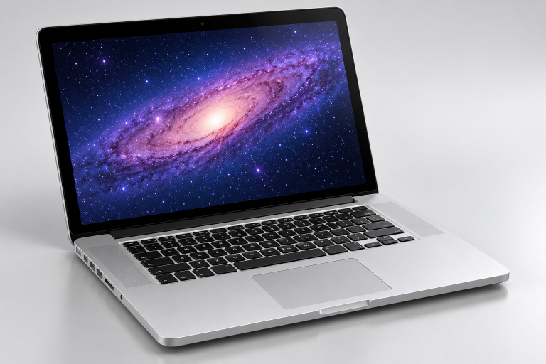 Редакционная иллюстрация 15-дюймового MacBook Pro Retina образца 2012 года с физическим рядом функциональных клавиш, не официальное фото